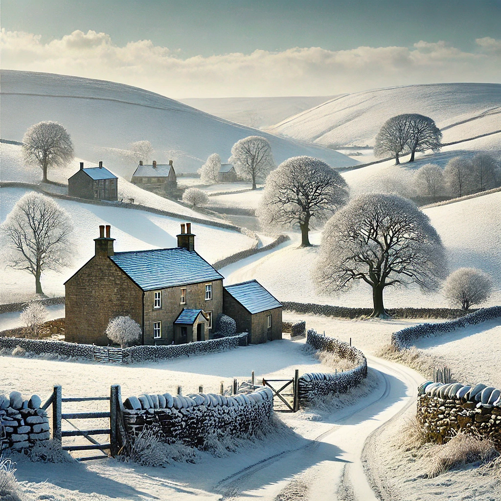 Idyllic winter scenery, evoking tranquillity and mindfulness for Pilates teachers during colder months.