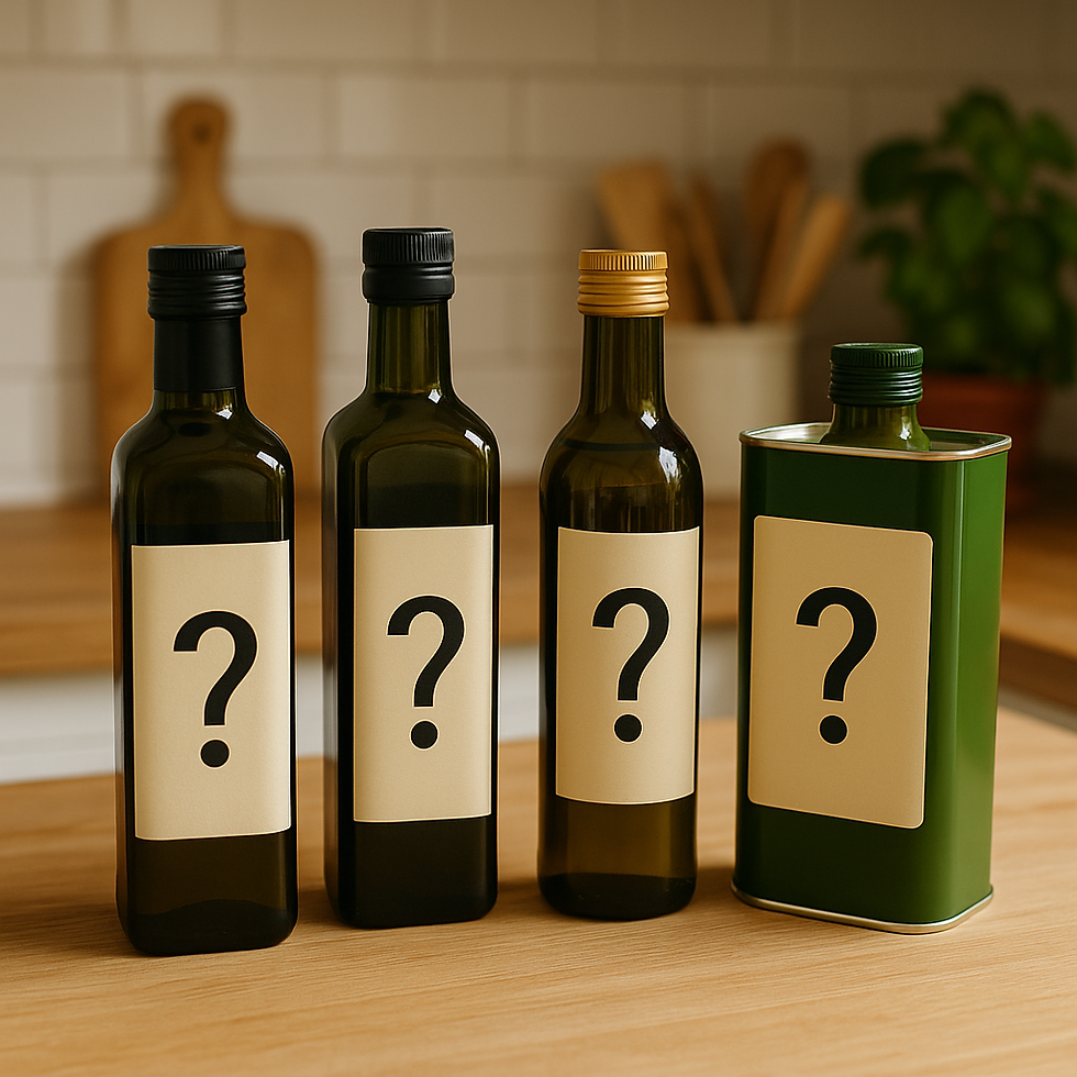 Unlabelled olive oil bottles highlight the confusion around quality and authenticity in supermarkets.