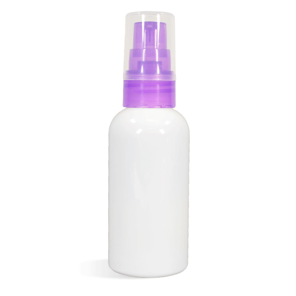 3 oz White PET Plastic Bottle w/ PURPLE Serum Pump Top