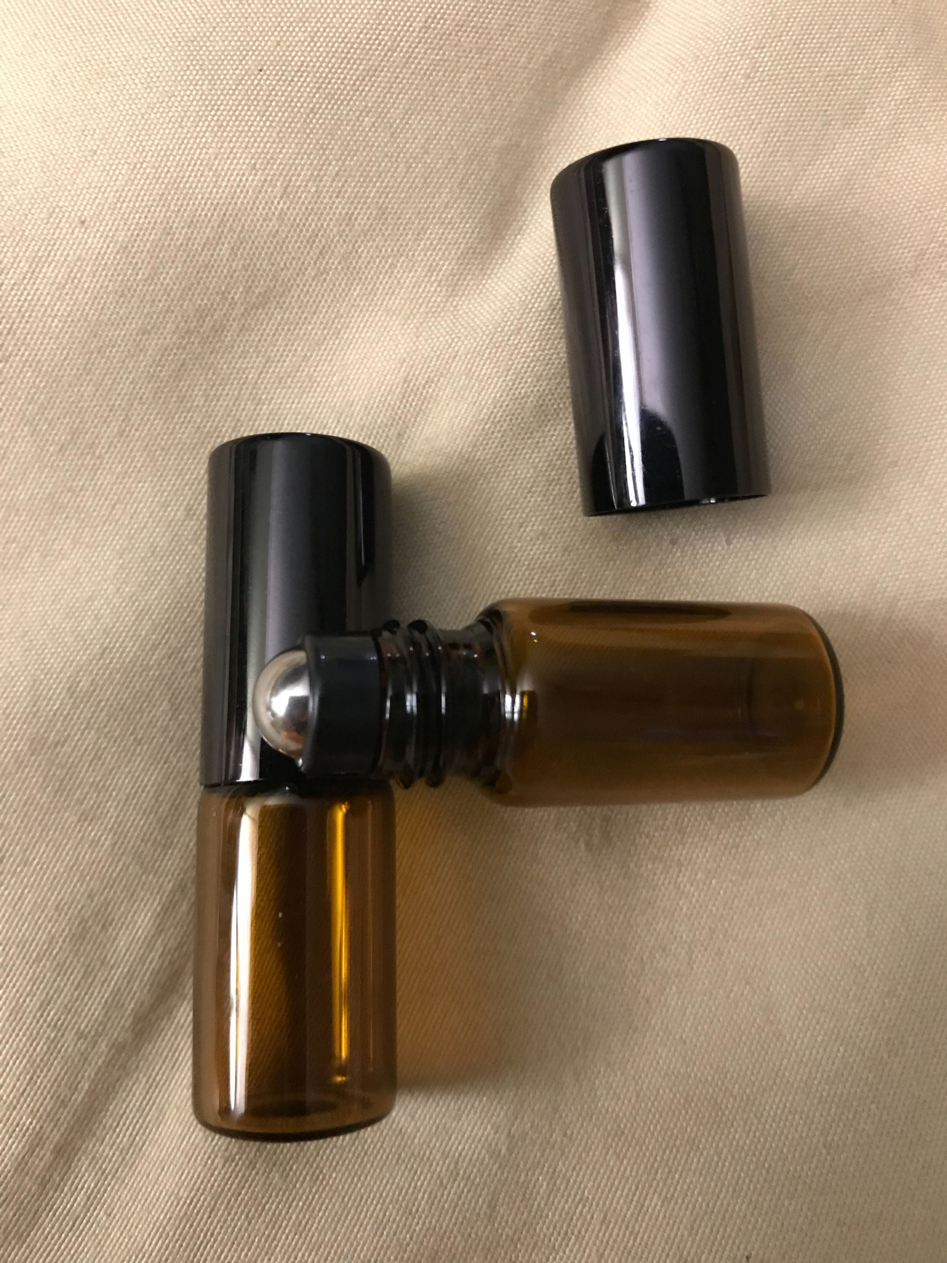 2 ml Amber Glass Roller Bottle with CLOSURE of your CHOICE