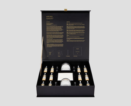 Apeiro black skincare packaging opened box