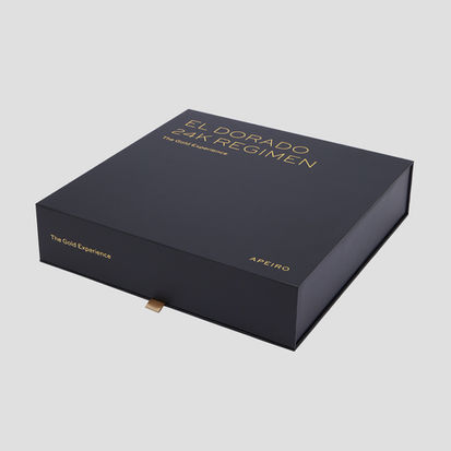 Apeiro black skincare packaging closed box