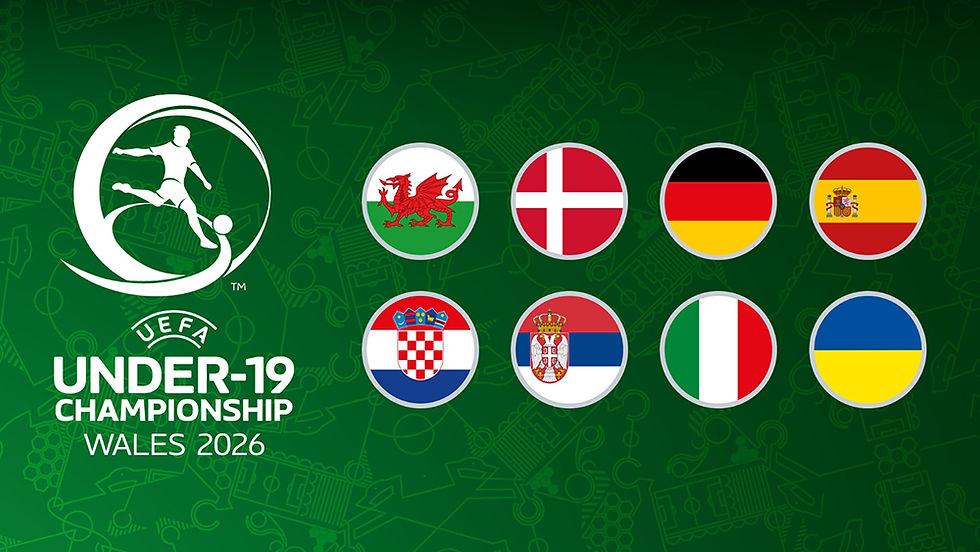 Danmark er i gruppe med Wales, Tyskland og Spanien ved årets U19-EM-slutrunde. Foto: UEFA.