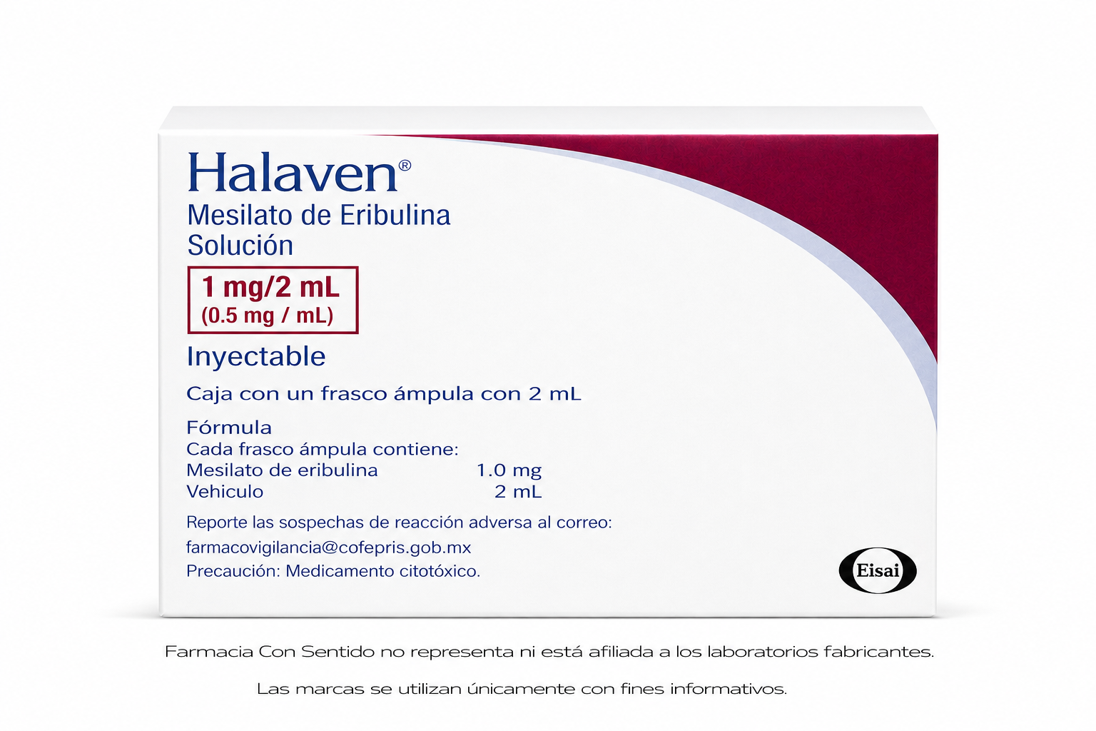 Mesilato de eribulina 1 mg/ 2 mL Frasco ámpula