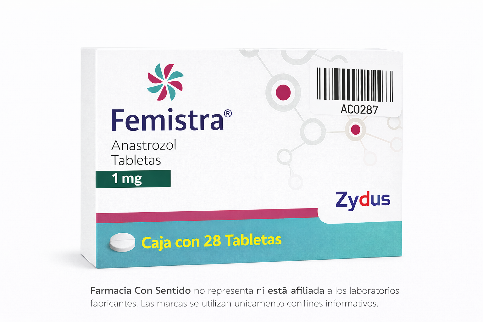 Anastrozol 1 mg Caja con 28 tabletas