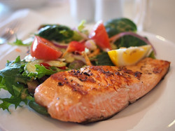 Roasted Suya Salmon Steak with Salad