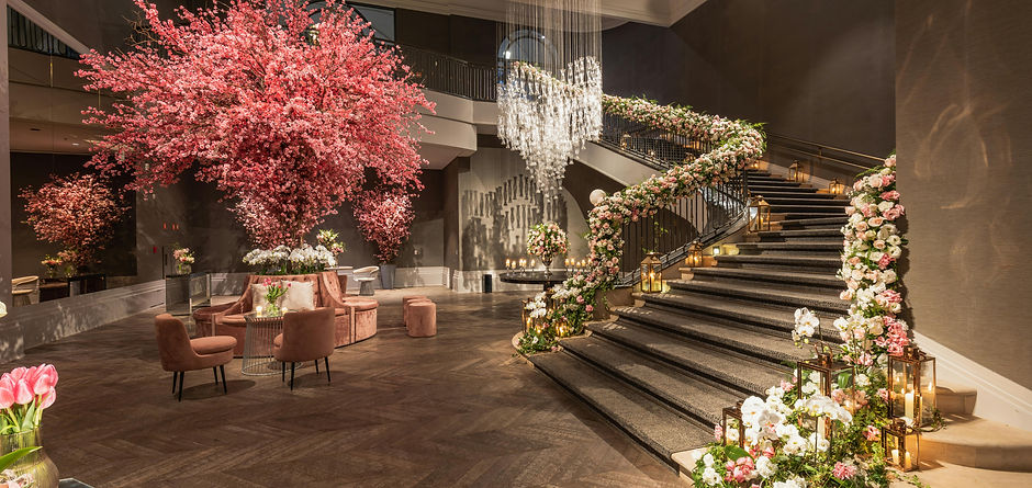 Event Group wedding and event showroom with floral centerpieces and table settings