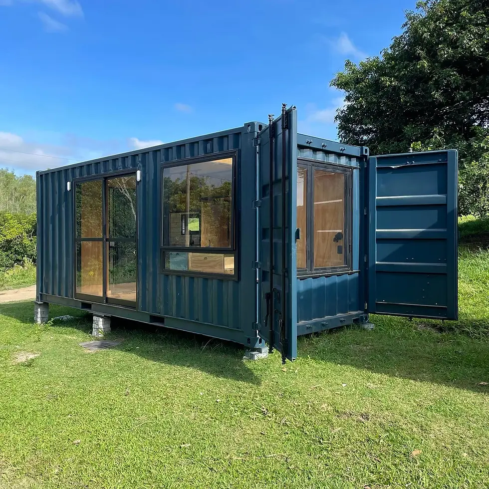 Custom 20ft Cozy Cabin Container House Dark Blue Steel