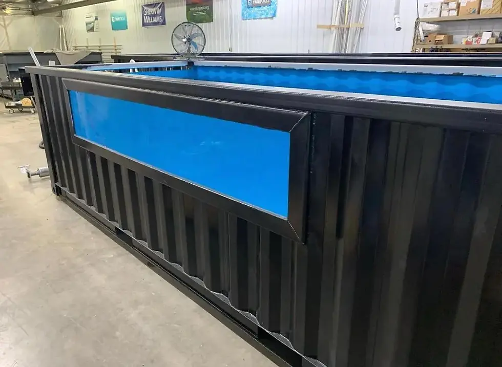 40Ft Container Swimming Pool Black with Acrylic Side Panel