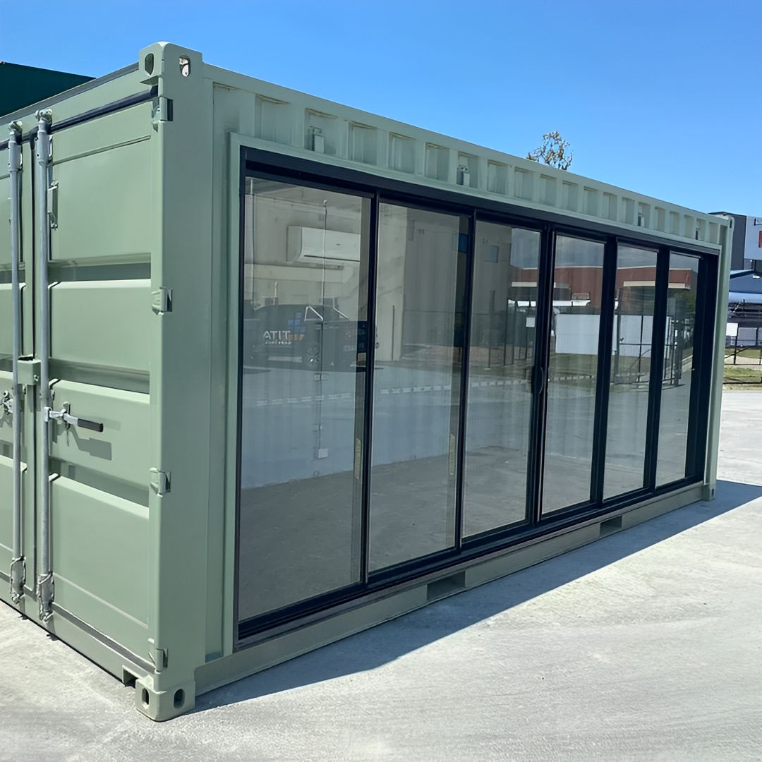 Modified 20FT Shipping Container Office With Glass Door AC