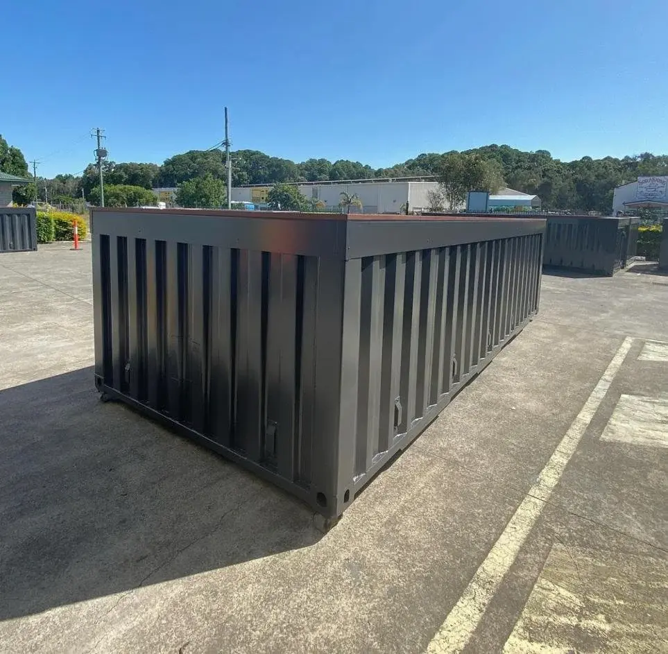 40Ft Container Swimming Pool Black with Acrylic Side Panel