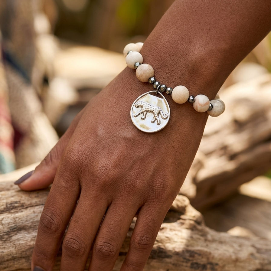 Bracelet Bornéo argent pierre naturelle jaspe