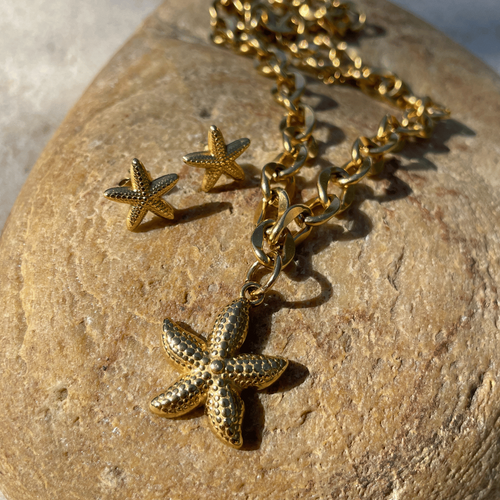 Or Jaune 333 Femme Pendentif étoile De Mer Porte-bonheur