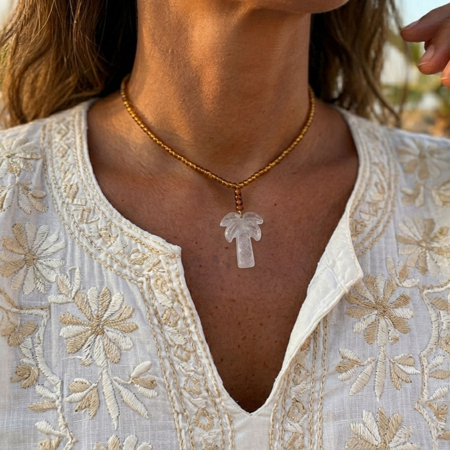 Collier pierre naturelle palmier Ibiza