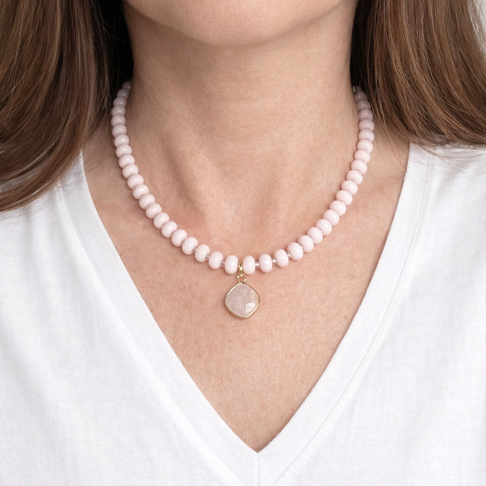 Collier Stone Blush quartz rose