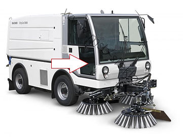 Стекло дверное нижнее правое коммунальная машина пылесос Bucher CityCat 5000