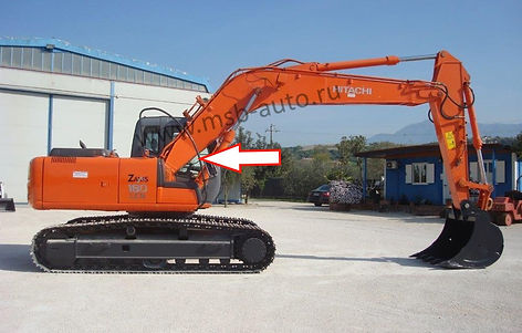 Экскаватор колёсный,гусеничный Hitachi ZAXIS ZX 130,140,160, 180,225,W 1 cерия 2003- стекло кузовное правое возле стрелы ( большое)