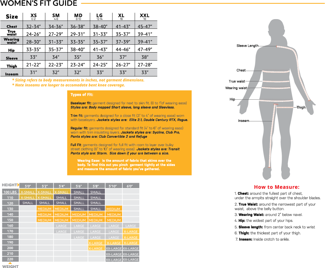 Womens size chart