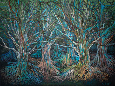 debbie arnold, awakened forest, 36x48