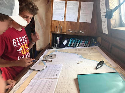 Lesson taking place below deck. Summer camp.