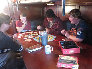 Games below deck. Summer camp.