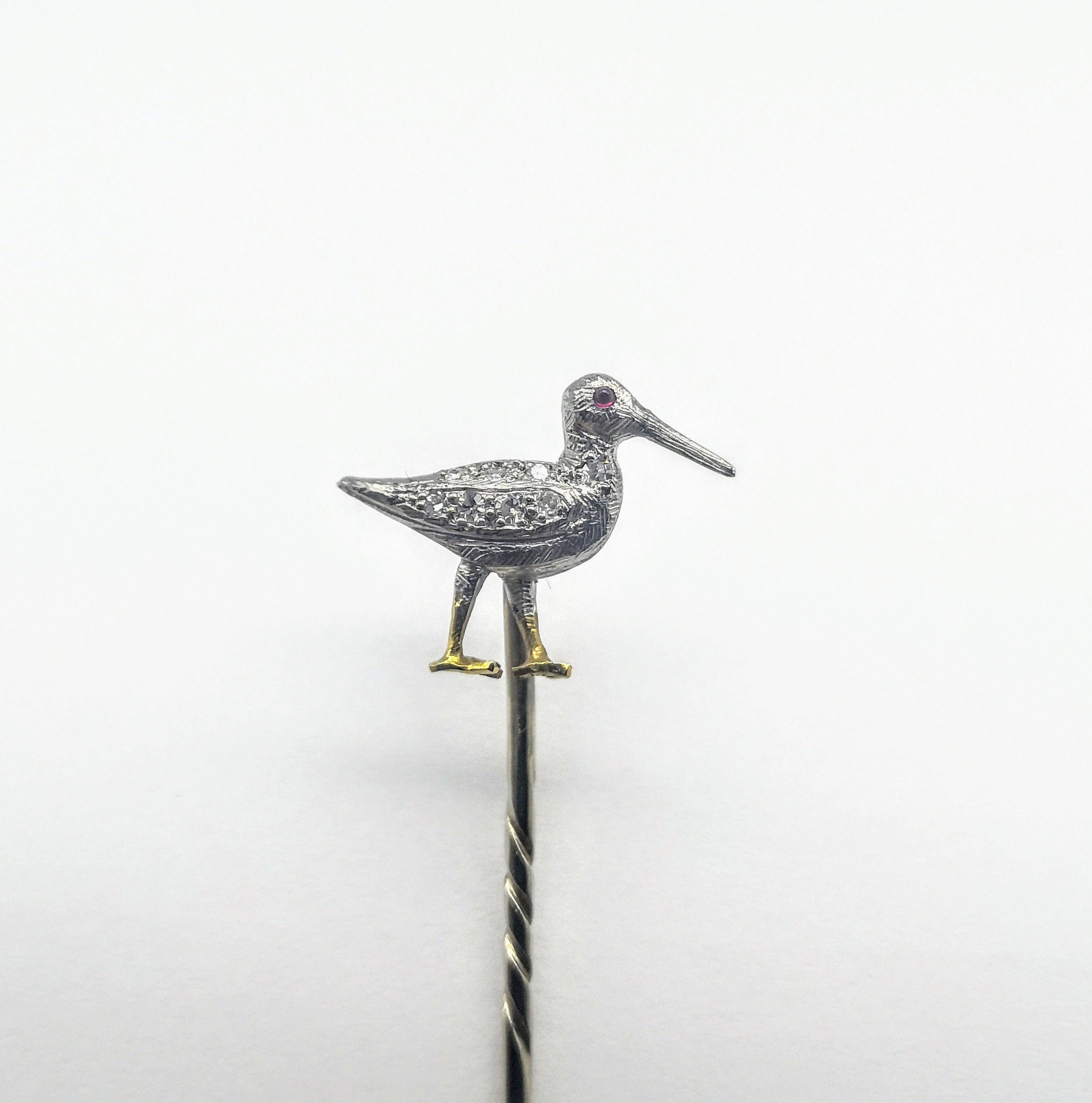 Victorian Silver & Gold Snipe Stickpin