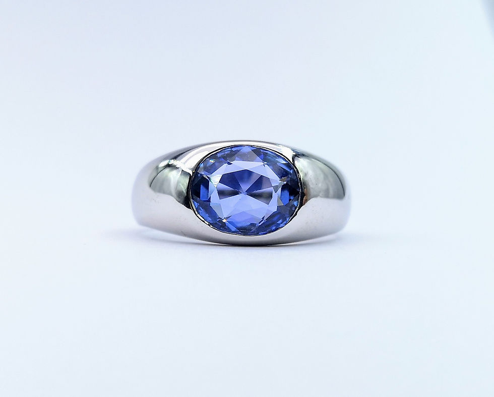 Thumbnail: 18ct Single Stone Oval Sapphire Gypsy Ring