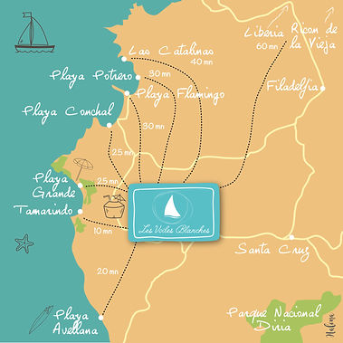Les Voiles Blanches Tamarindo, Distance to beaches