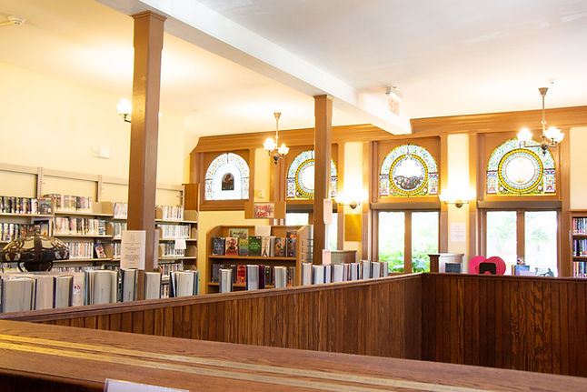 West Chester Public Library book stacks and windows