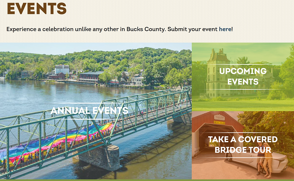 A screenshot of the Visit Bucks County website