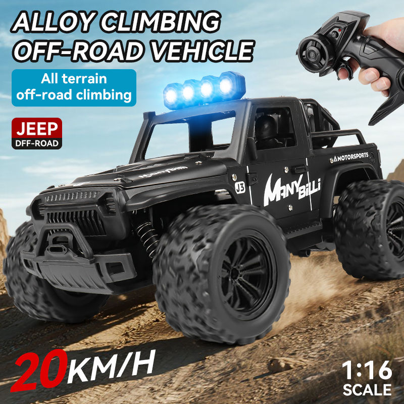 Thumbnail: 1:16 Remote Control Car Lights and Sound 2.4GHz Remote Control Jeep for Kids All