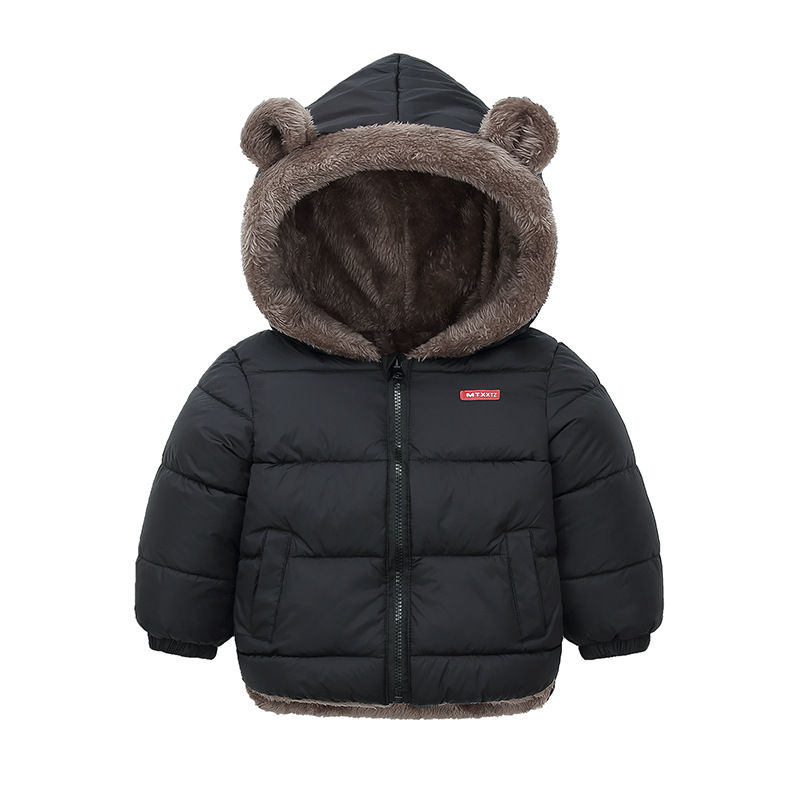 Thumbnail: Boys Girls Thick Jackets Winter Kids Padded Fleece Warm Coats Children Hooded Co