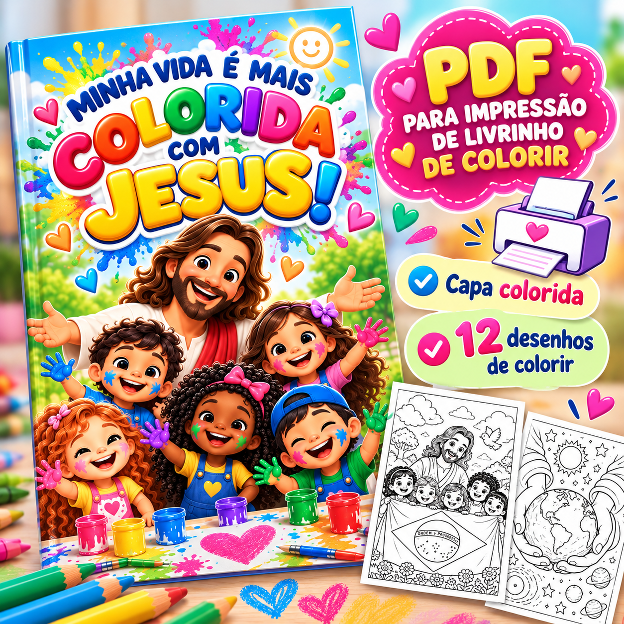 Minha Vida é Mais Colorida com Jesus – Livrinho de Colorir | PDF