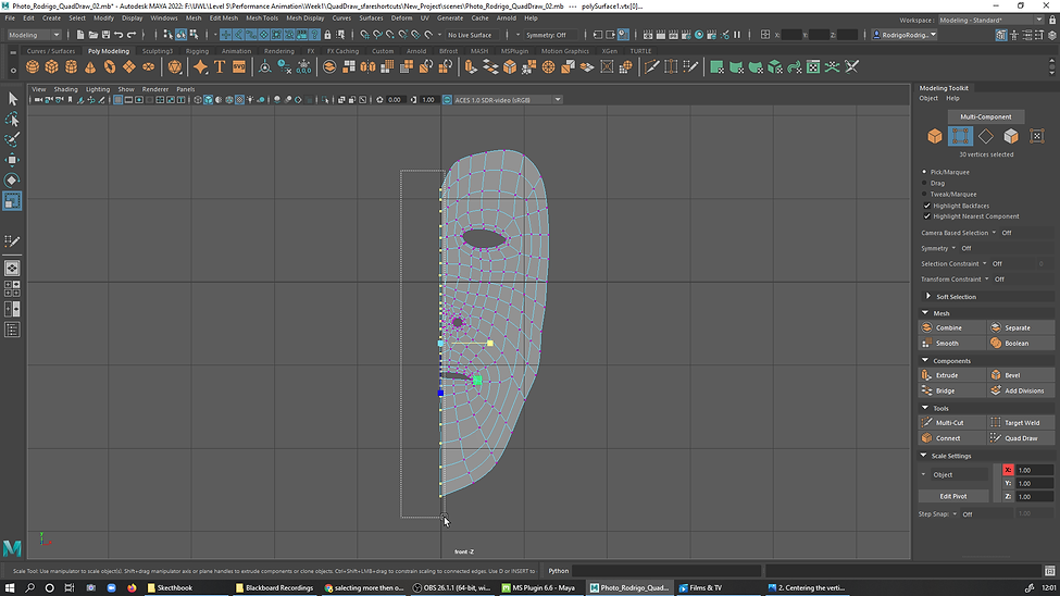 2. Centering the vertices to the center of the Grid before merroring across the world Mode
