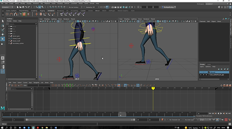 6. And then coppied the frame 4 hips Rotate x and Translate y to Frame 16, repeat the same