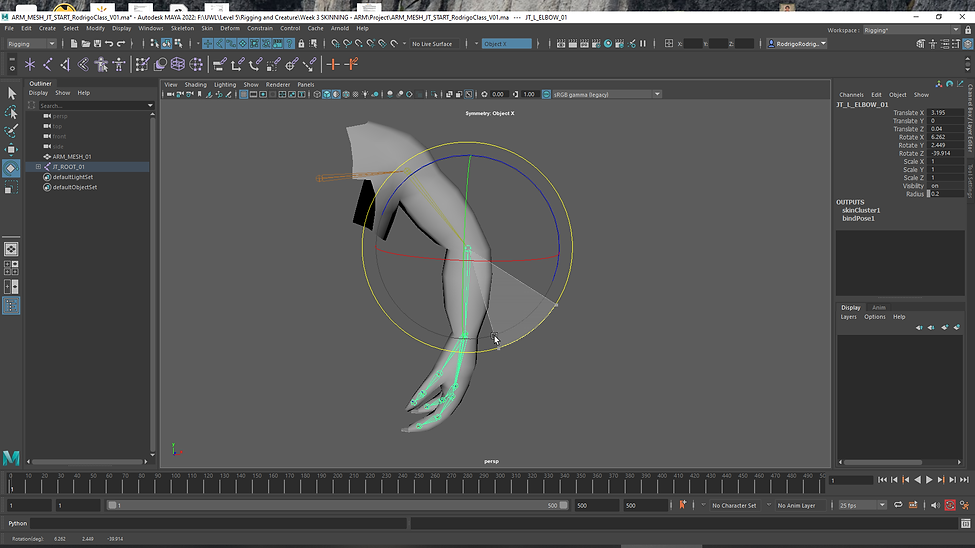 1a. The arm should be attched to the Joints to be able to animate it. .png