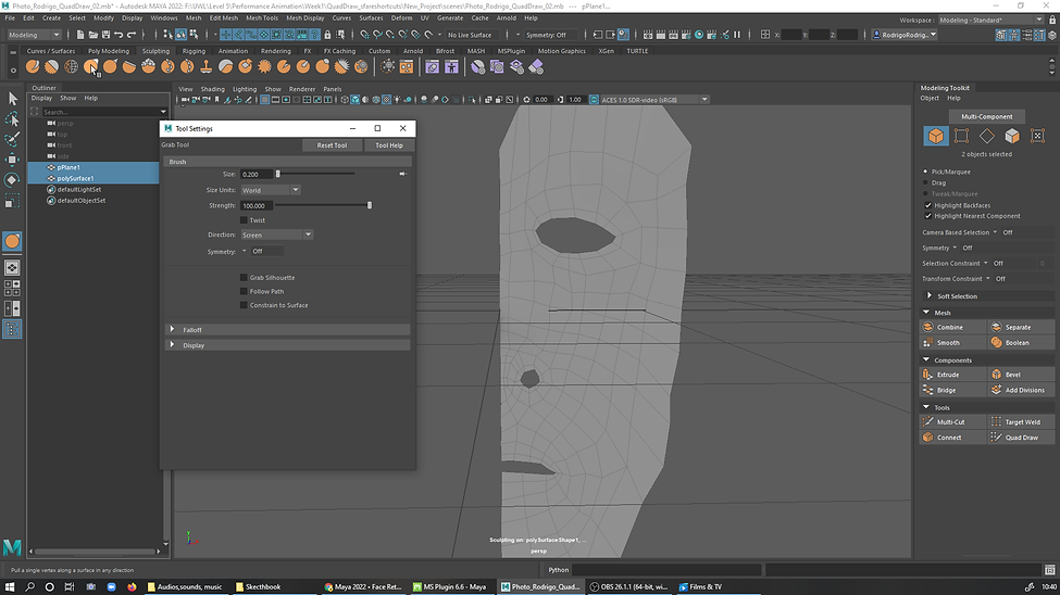 1. After Quad Draw a face, athe sculpt tool and changed the Pullbrush size.png