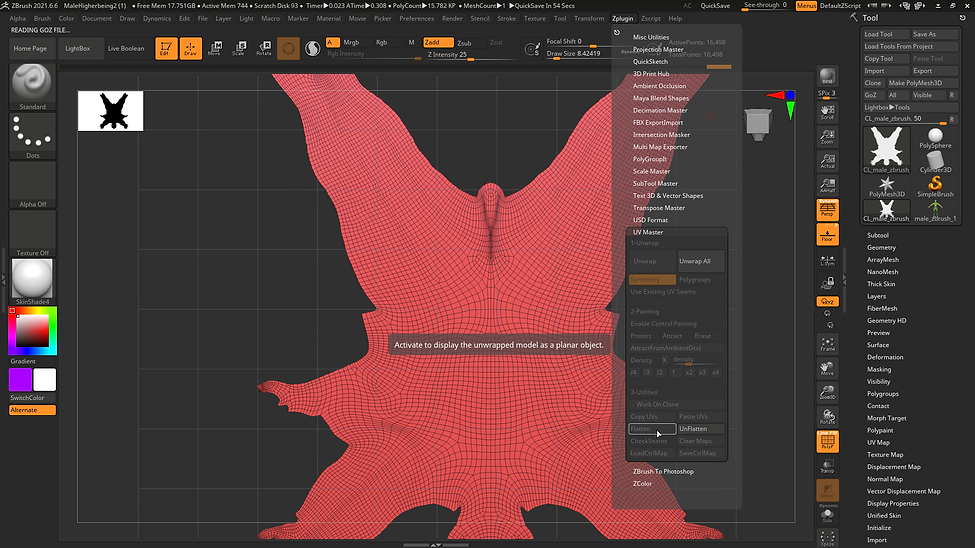3 Flatten and Unflatten it to see and unsee the UV .png