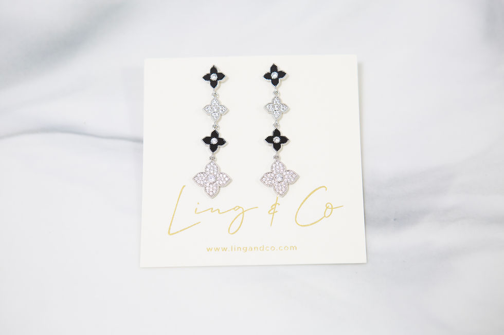 Thumbnail: Four Leaf Clover Cubic Zirconia Dangle Earrings