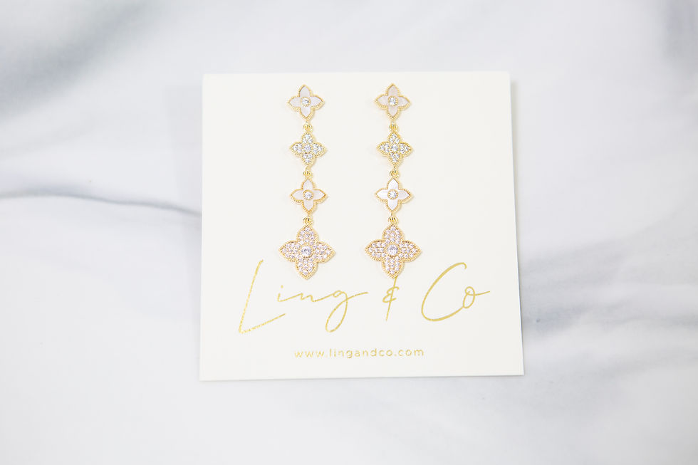 Thumbnail: Four Leaf Clover Cubic Zirconia Dangle Earrings