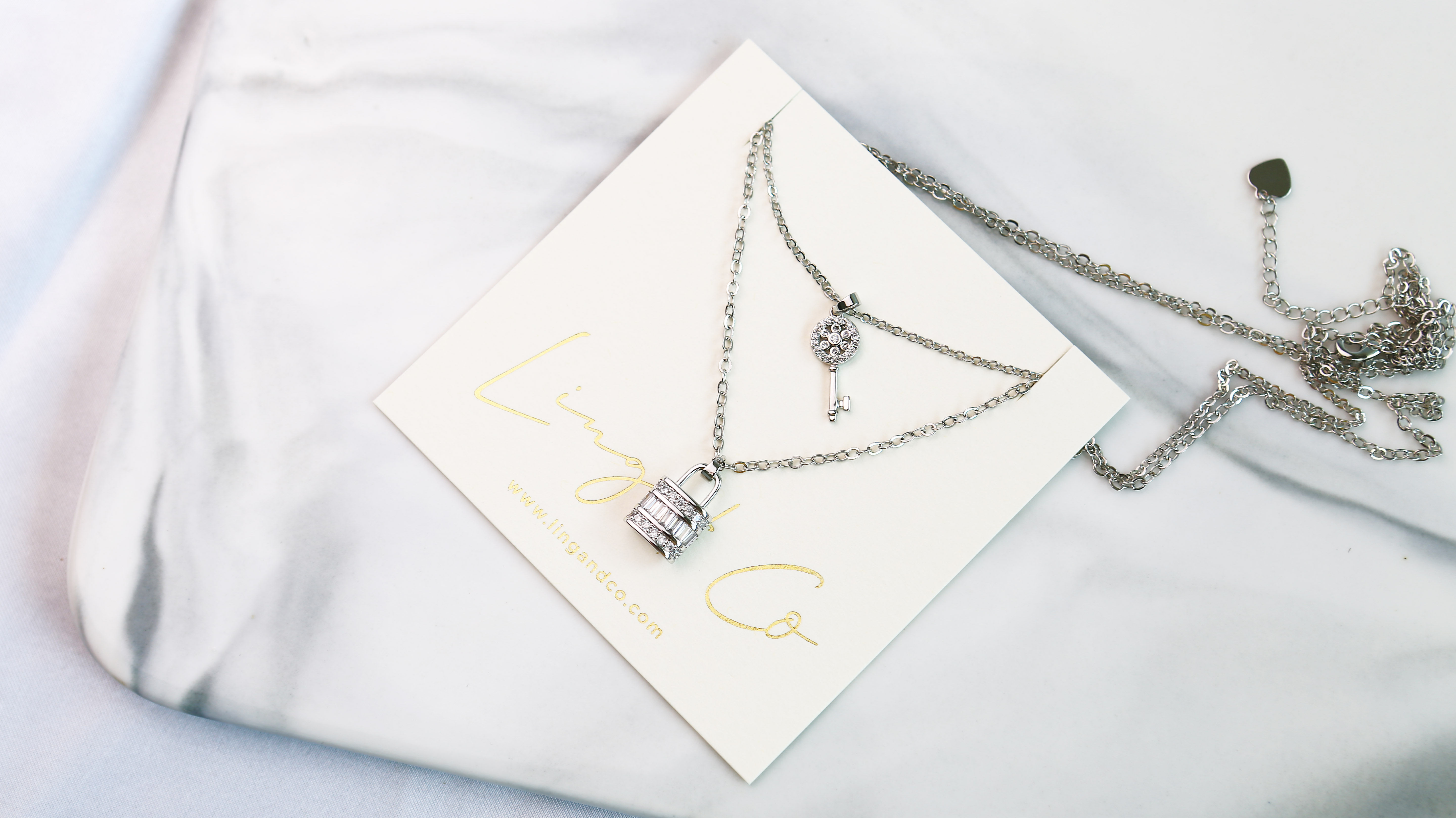New classic key & lock pendant double necklace