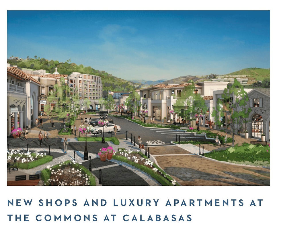 Rendering of the new Luxury apartments and shops at the Commons at Calabasas