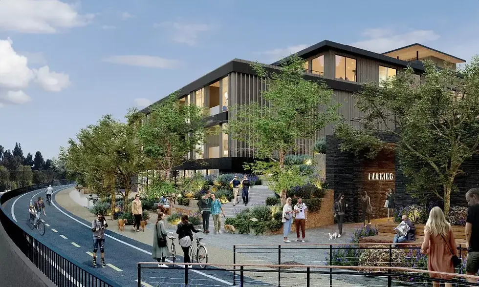 Artist rendering of River View of Sportsmen's Lodge Development in Studio CIty