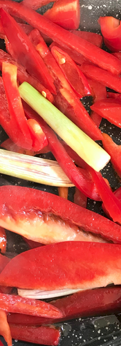 Sauté the bell pepper with the lemongrass