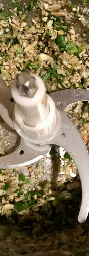 Chop the toasted sunflower seeds, herbs and spices