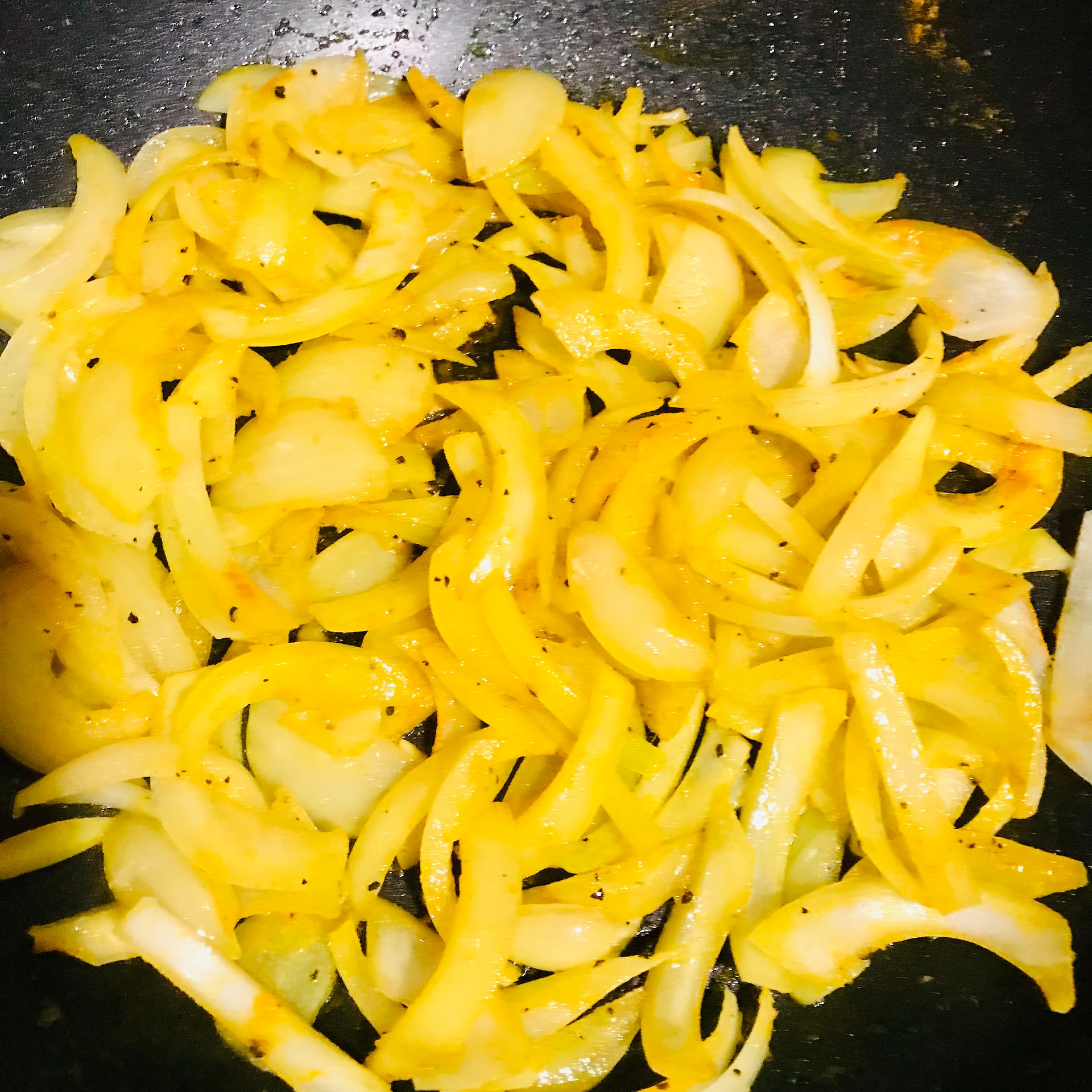 Fry the onions with the ginger, garlic and turmeric