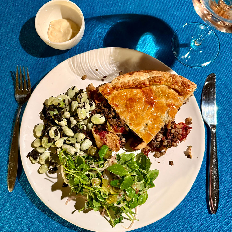 Barley, beetroot and beef pie