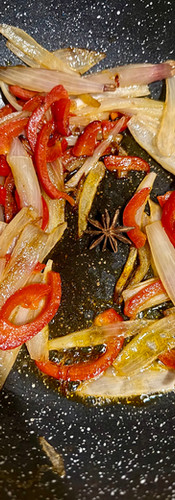 Add the star anise when the shallots soften
