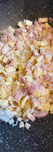 Sauté the shallots on a low-medium heat