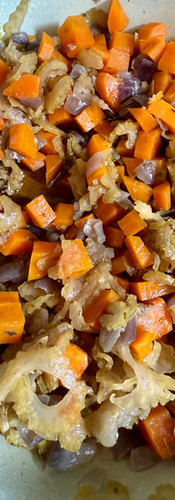 Sauté the carrots, celery and onions on a low heat